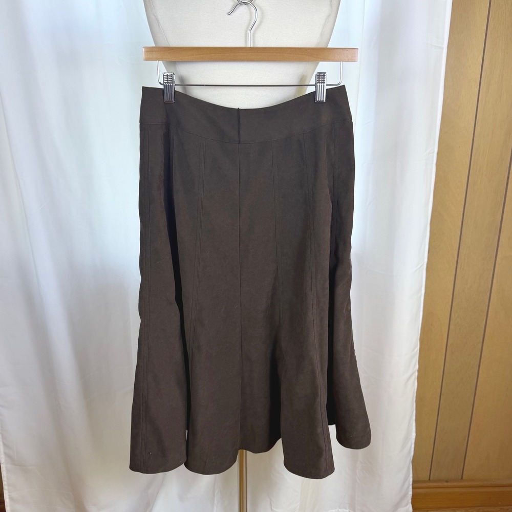 Chocolate Brown Boho Cottage Prairie Midi Skirt Womens S/M Flare Trumpet